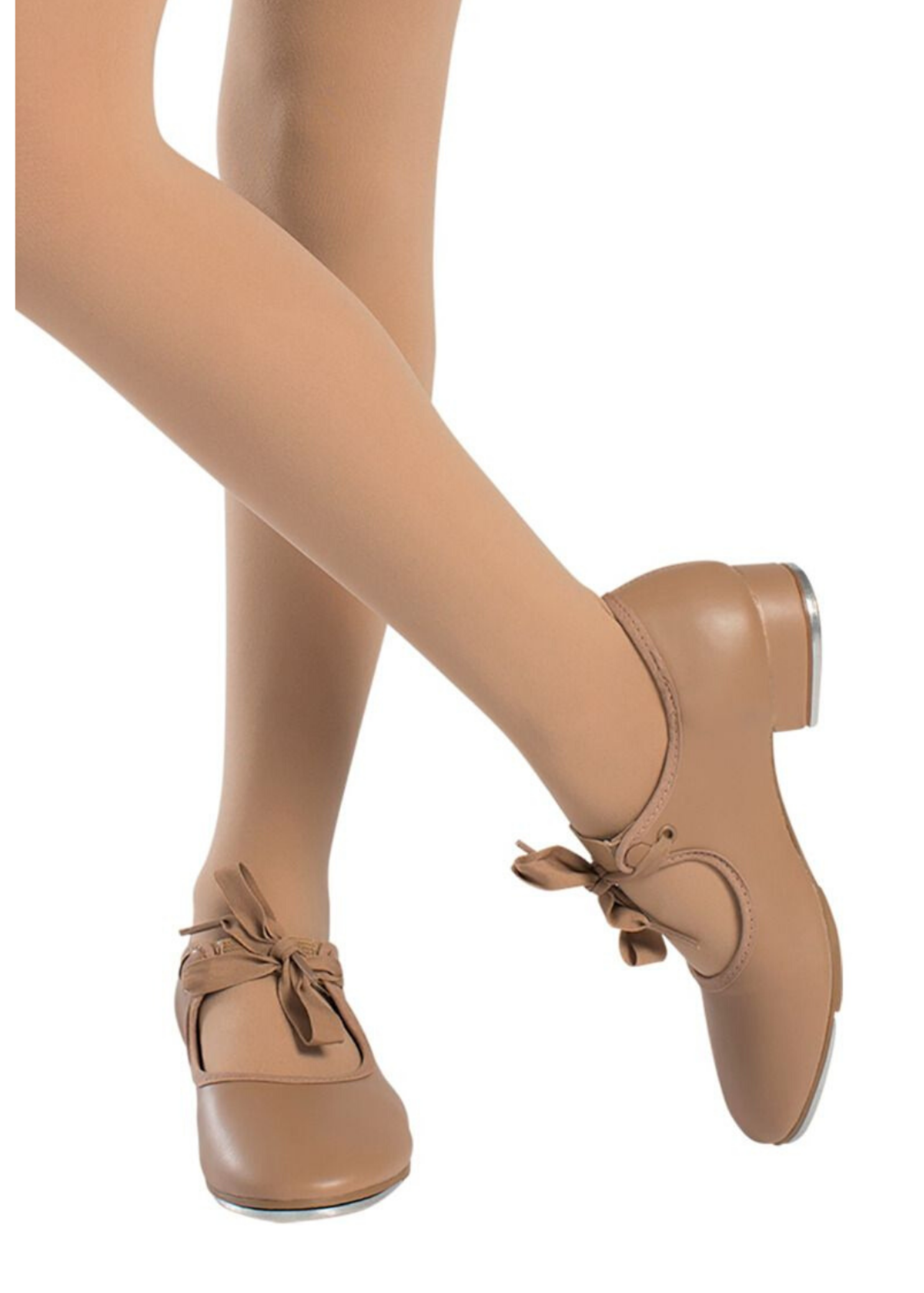 Val Tie and Snap Tap Shoe for Child Caramel lifestyle view