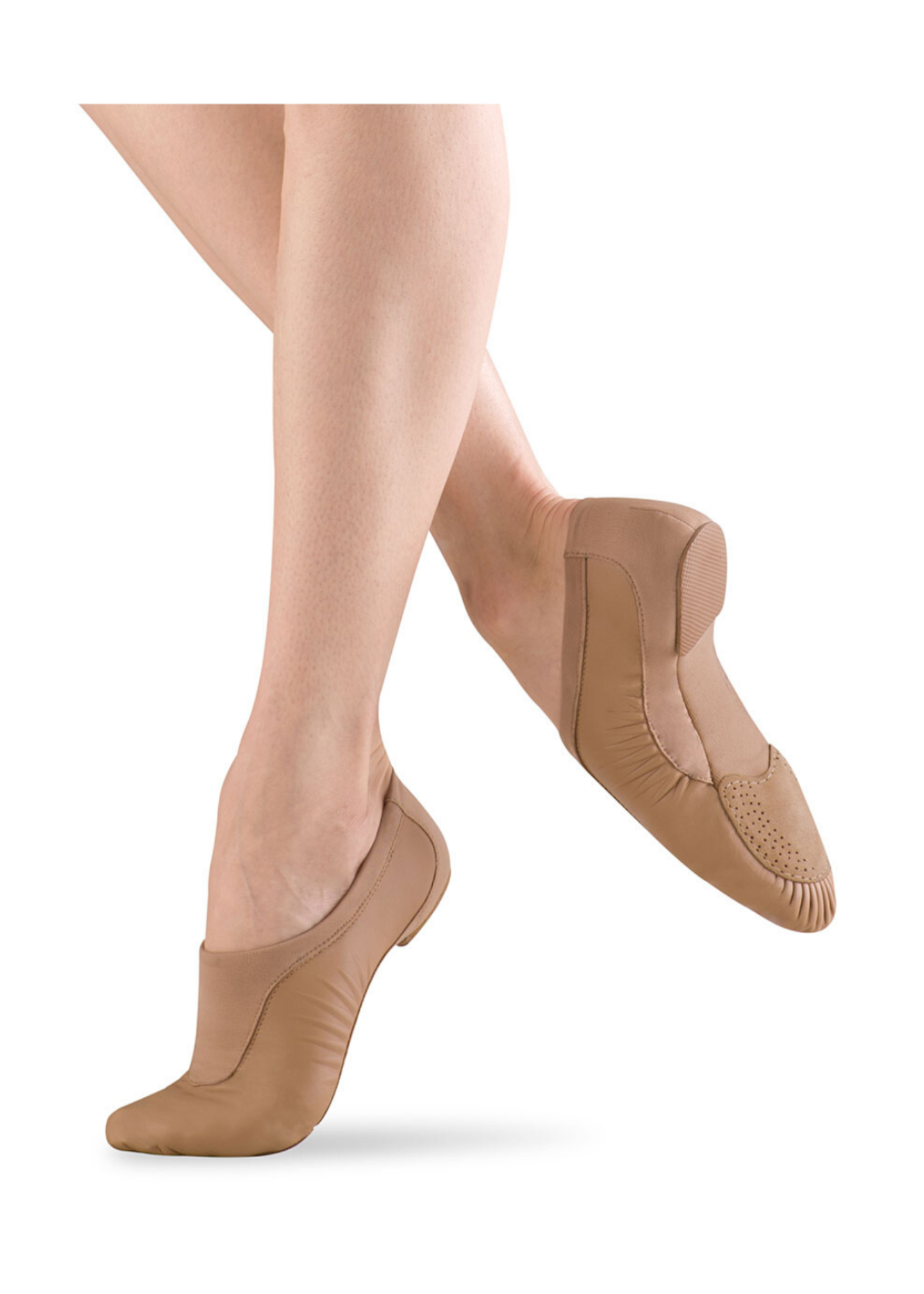 Pulse Leather Jazz Shoe Tan lateral side and bottom view