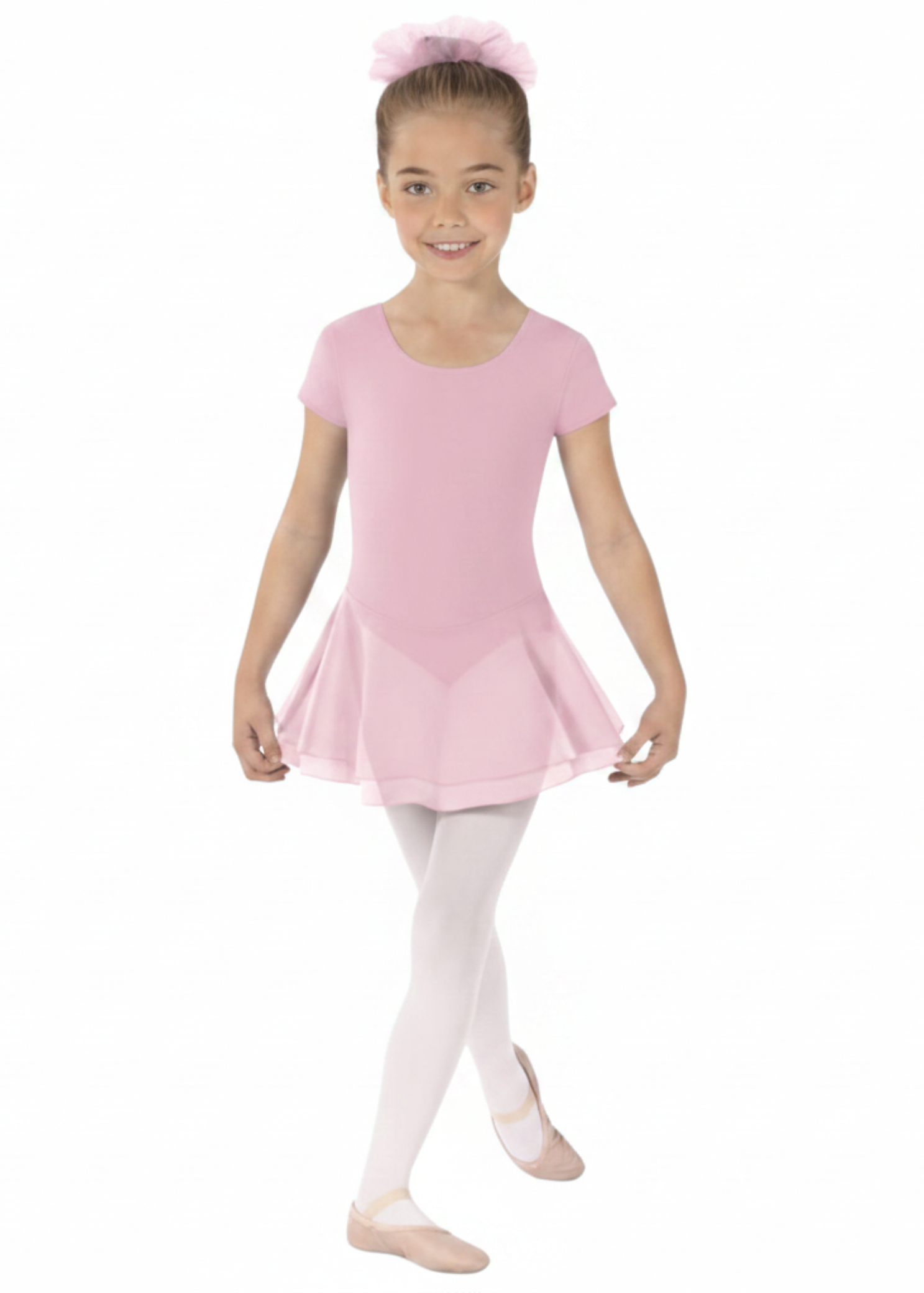 Short Sleeve Dress Pink front view