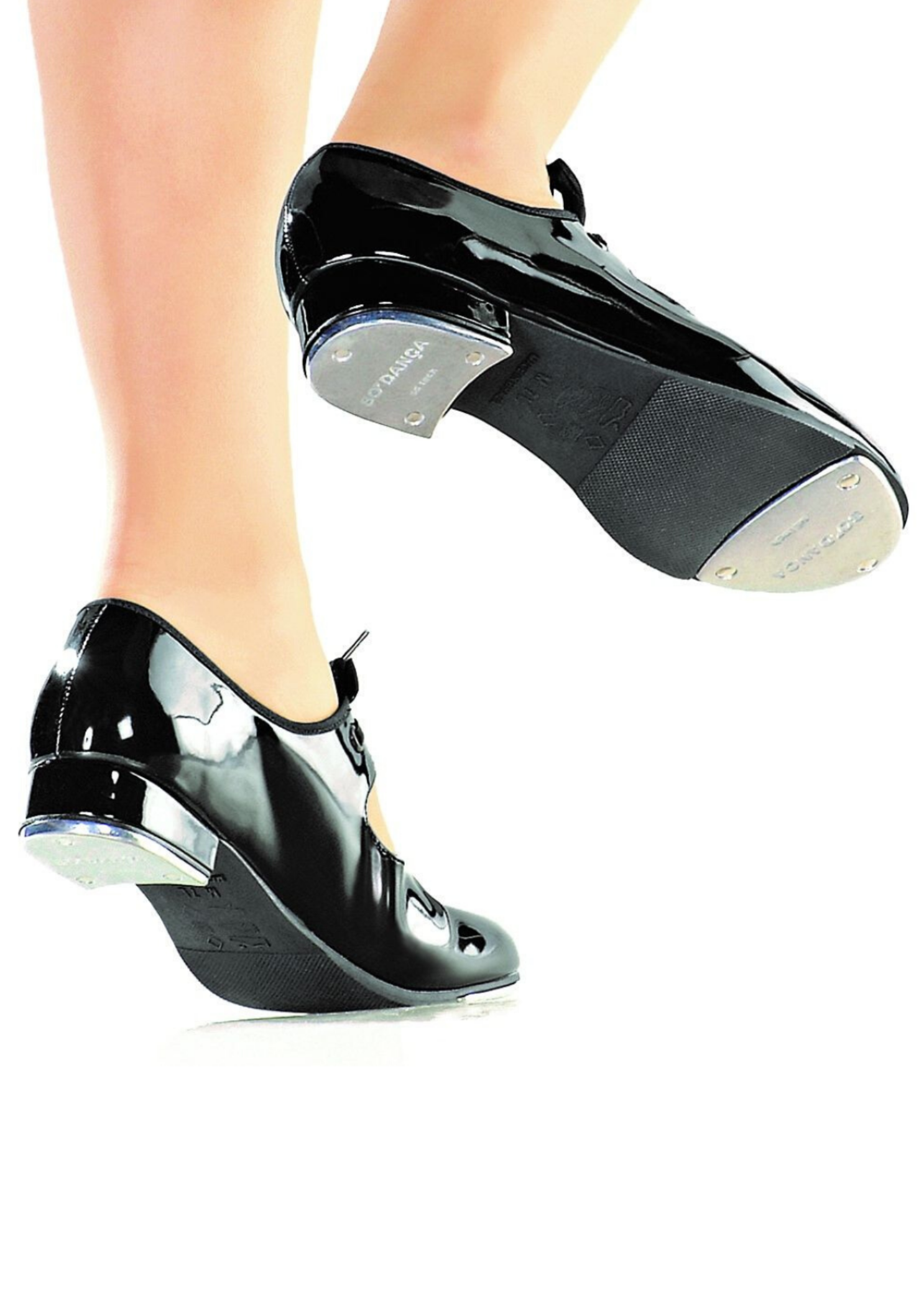 Val Tie and Snap Tap Shoe for Child Patent Black lifestyle view