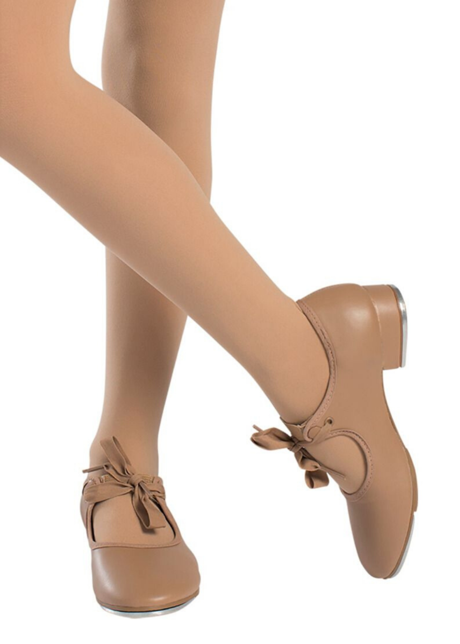 Val Tie and Snap Tap Shoe for Adult Caramel lifestyle view