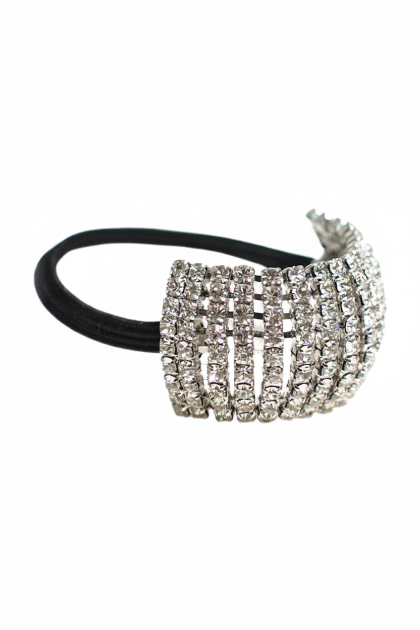Crystal Rhinestone Ponytail Holder front view