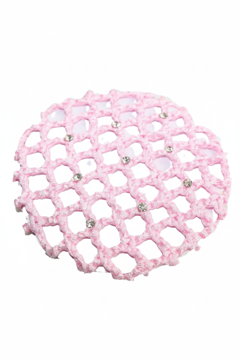 Small Bun Cover with Rhinestones light pink