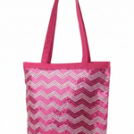 Fuchsia Glitter Chevron Tote