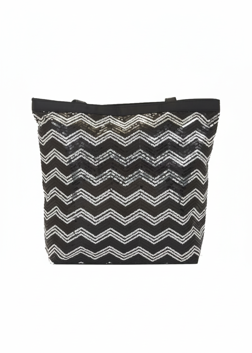Chevron Tote Black front view
