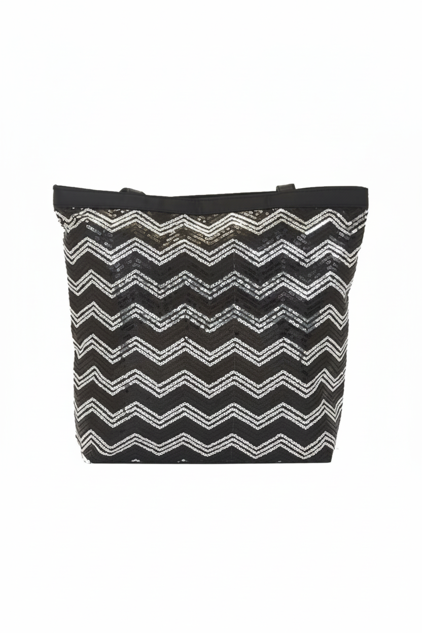 Chevron Tote Black front view