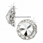 Rivoli Crystal Earrings 20mm Crystal Post side and front view 