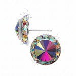 Rivoli Crystal Earrings 20mm AB Post side and front view 