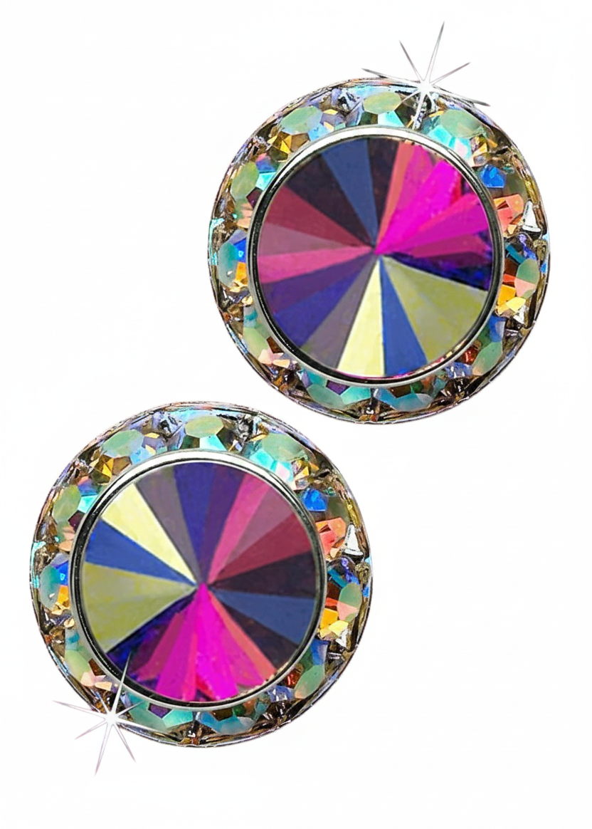 Rivoli Crystal Earrings 20mm AB front view 