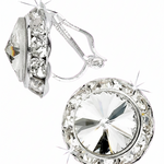 Rivoli Crystal Earrings 20mm Crystal Clip side and front view 