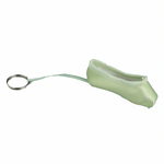 Lime mini pointe shoe keychain with realistic stitching and compact durable design