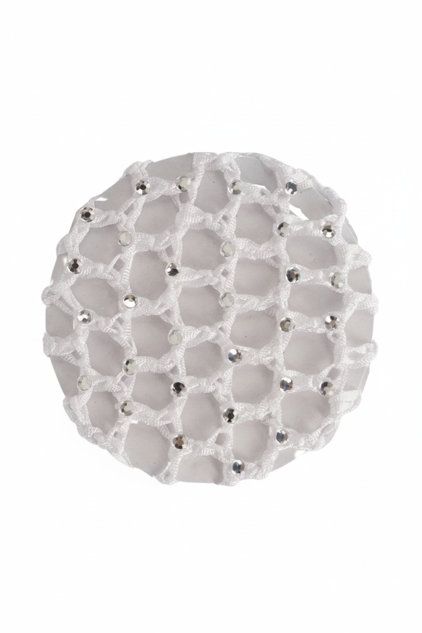 Small Bun Cover with Rhinestones white