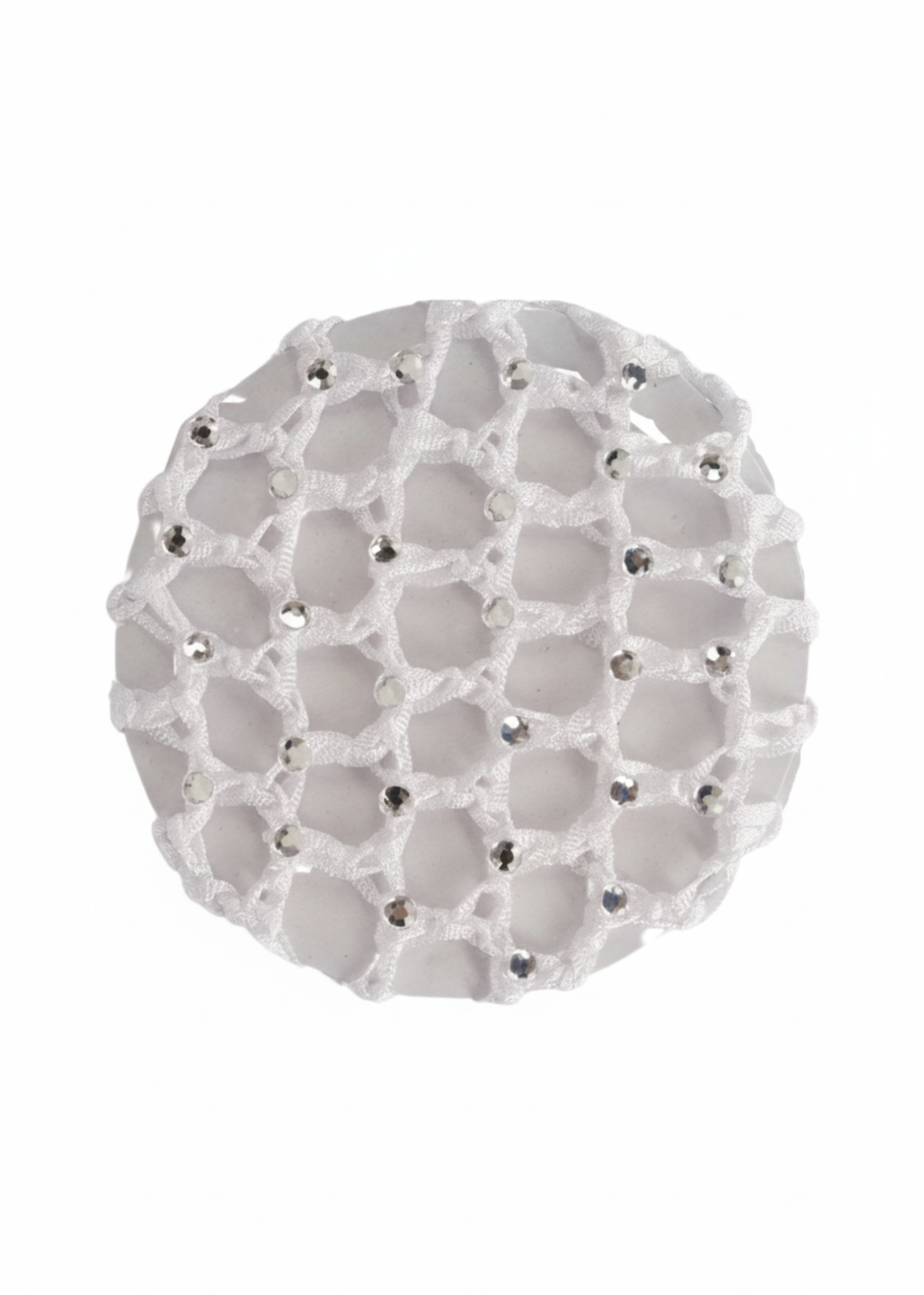 Medium Bun Cover with Rhinestones white