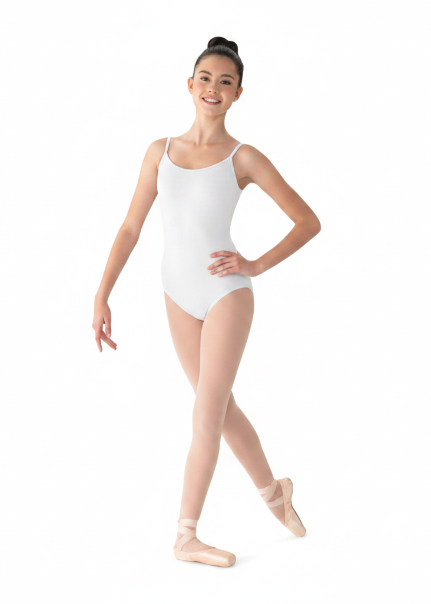 Scoop Neck Leotard White front view