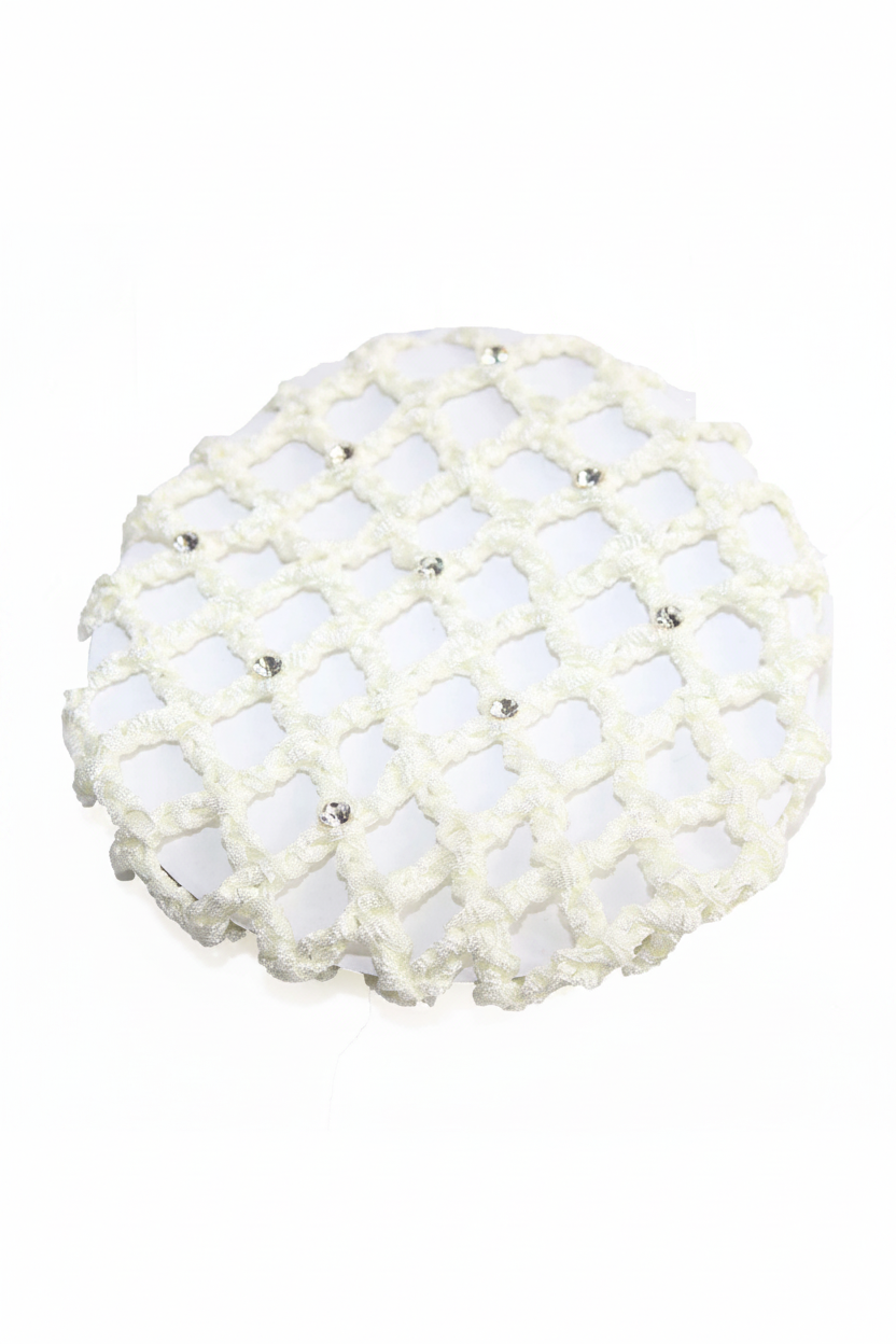 Medium Bun Cover with Rhinestones cream