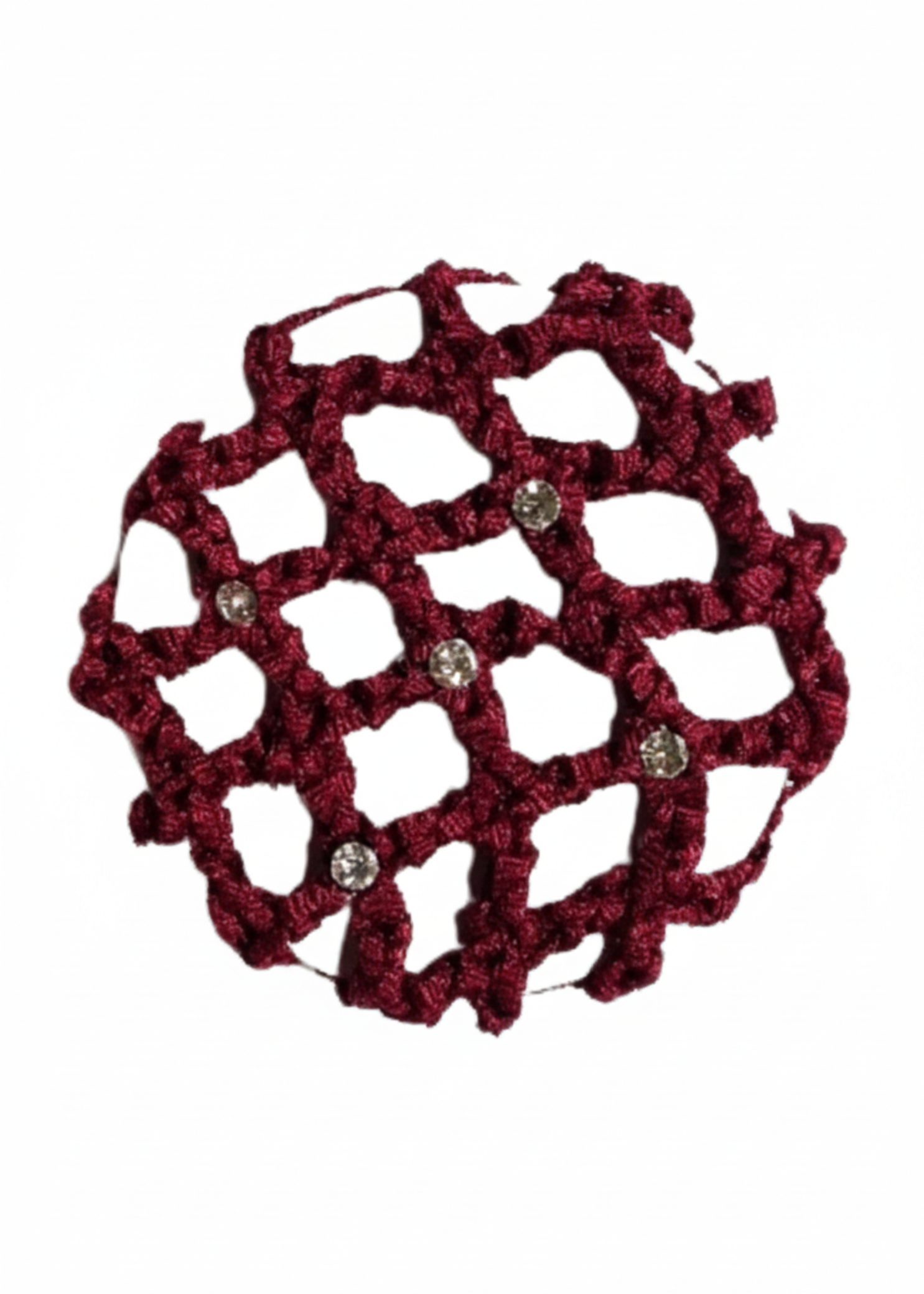 Medium Bun Cover with Rhinestones burgundy