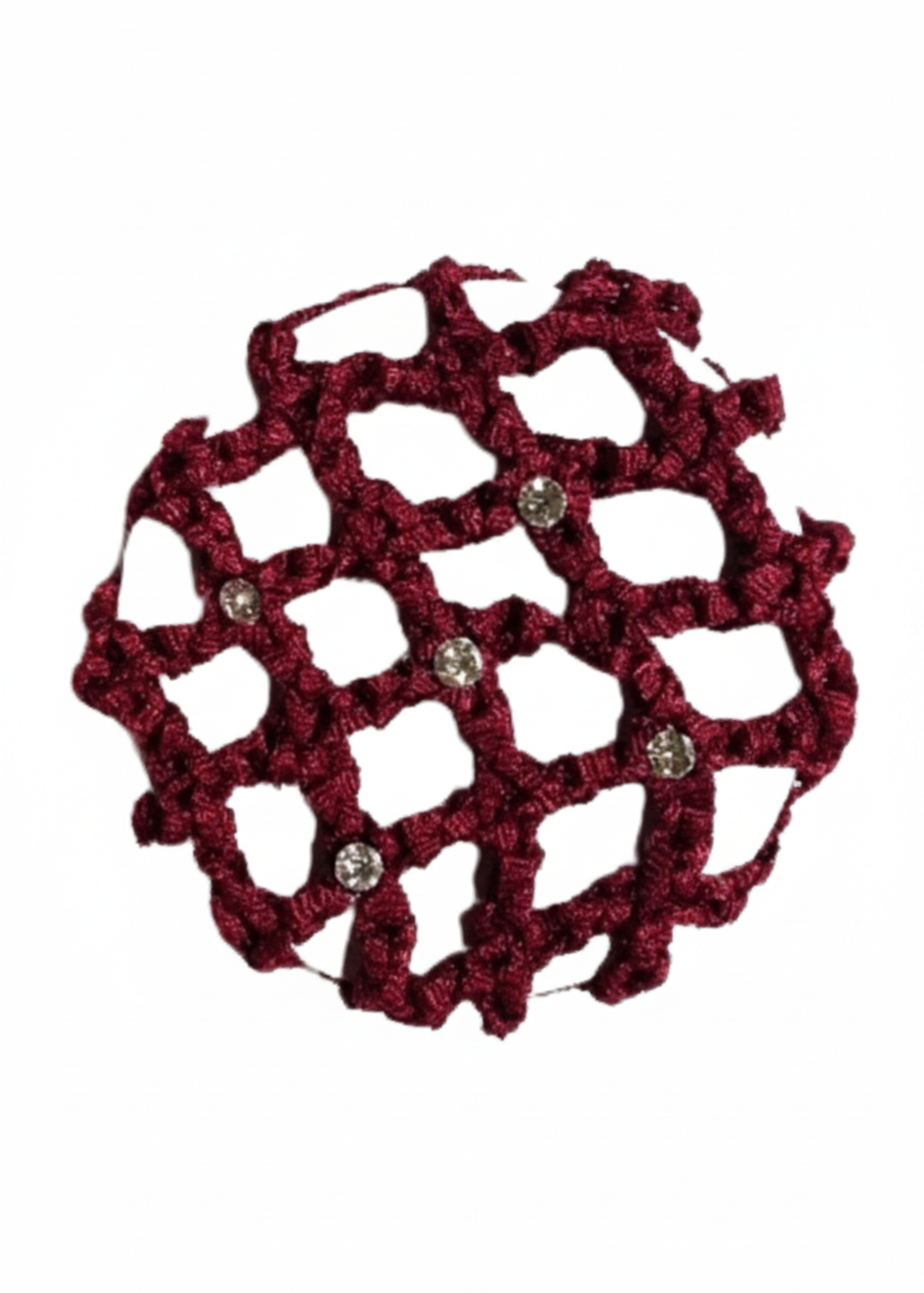 Small Bun Cover with Rhinestones burgundy