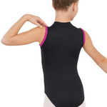 Zip Front Leotard Black back view