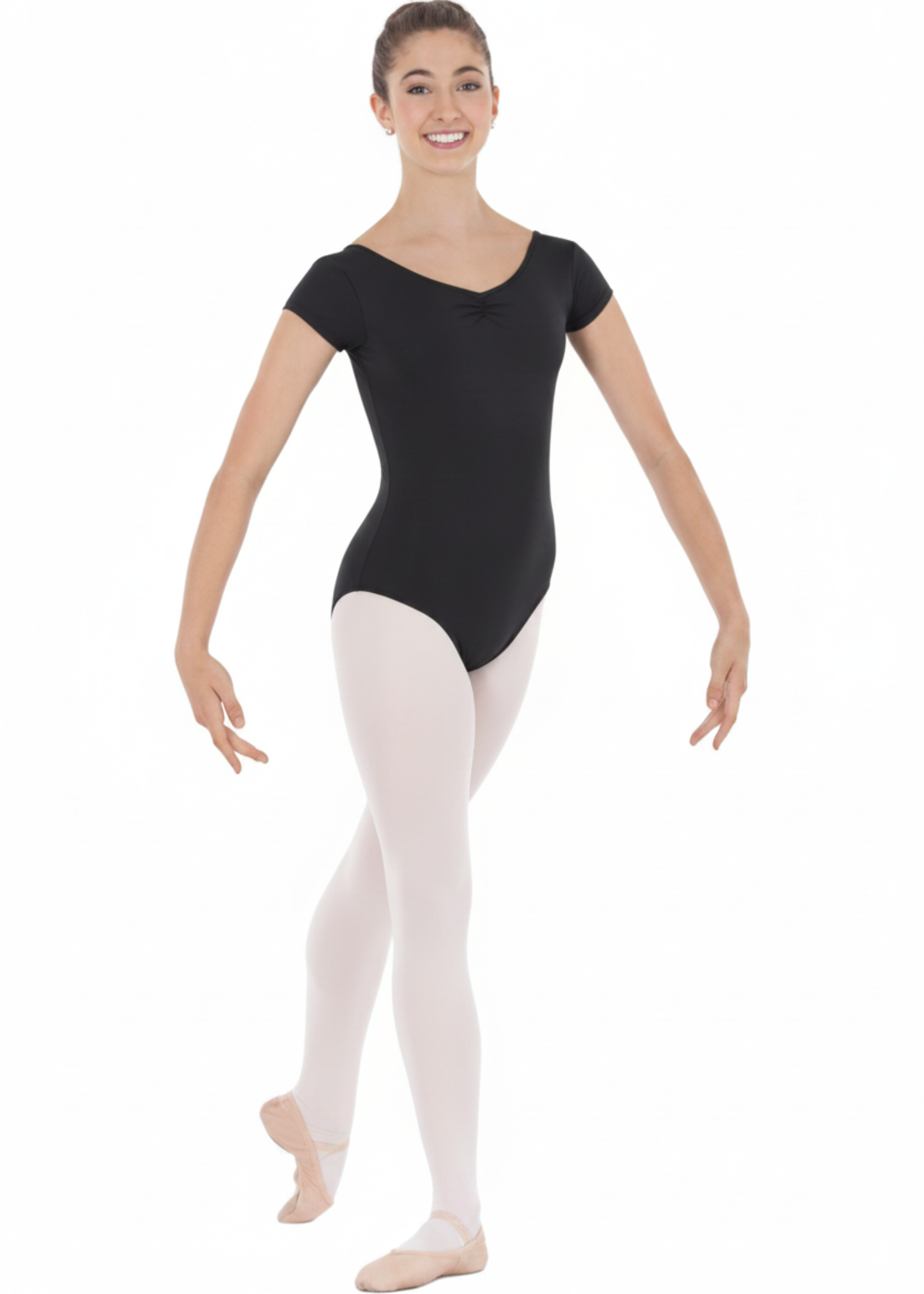 Cap Sleeve Low Back Leotard front view