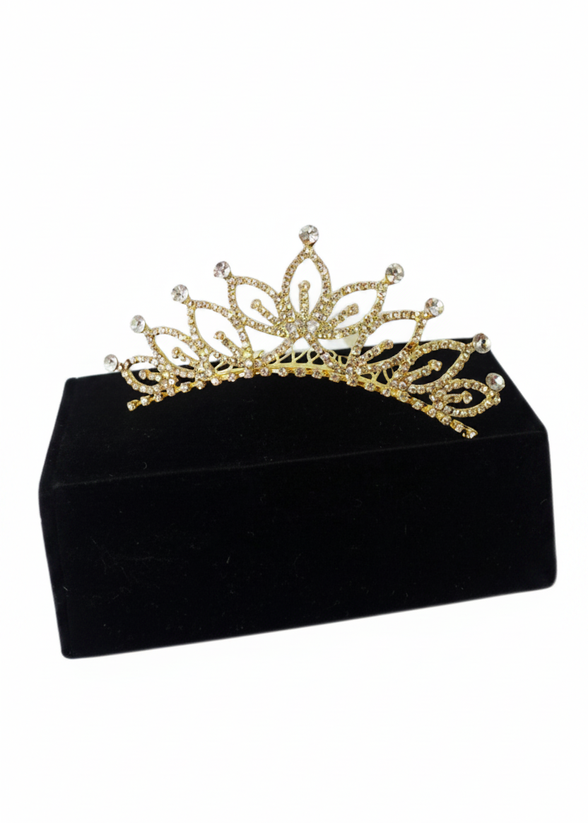 Medium Rhinestone Tiara gold