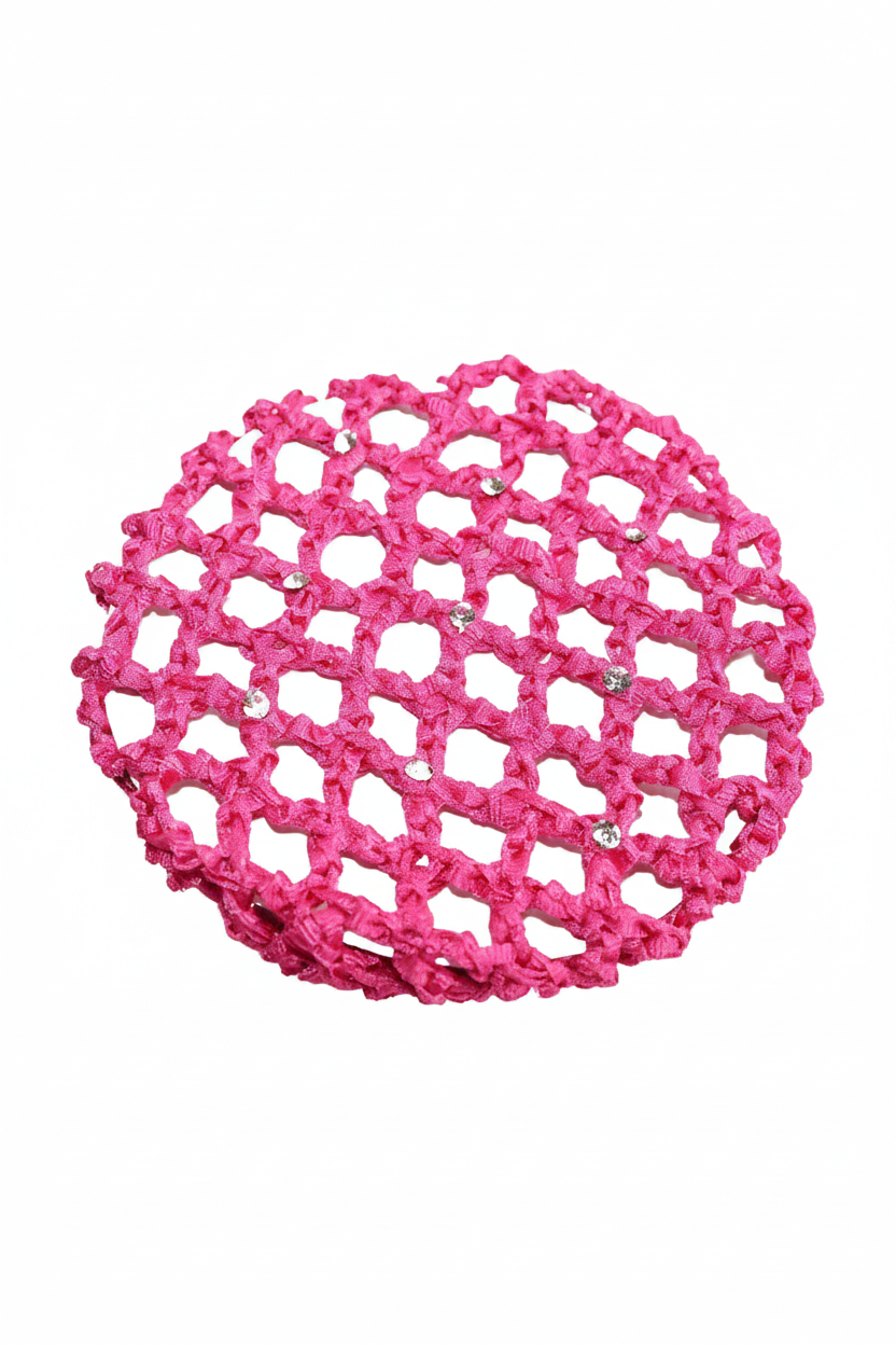 Small Bun Cover with Rhinestones hot pink