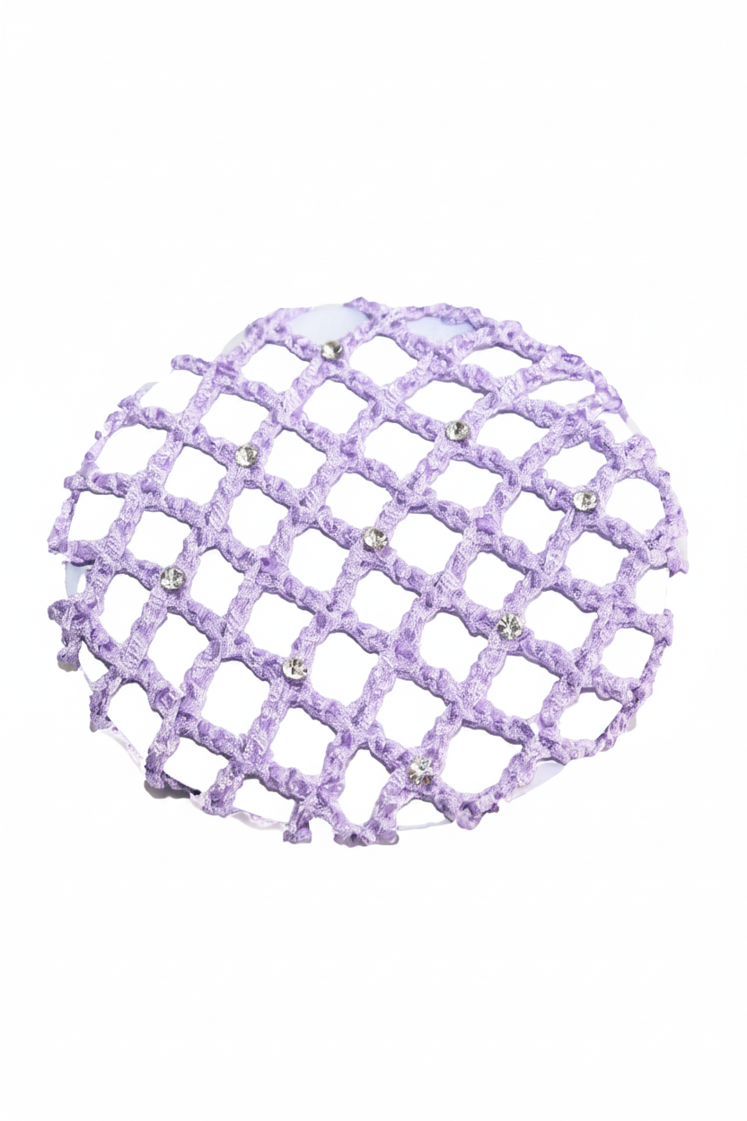 Medium Bun Cover with Rhinestones lavender