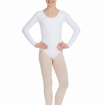 Nylon Long Sleeve Leotard White front view