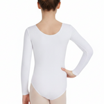Nylon Long Sleeve Leotard White back view