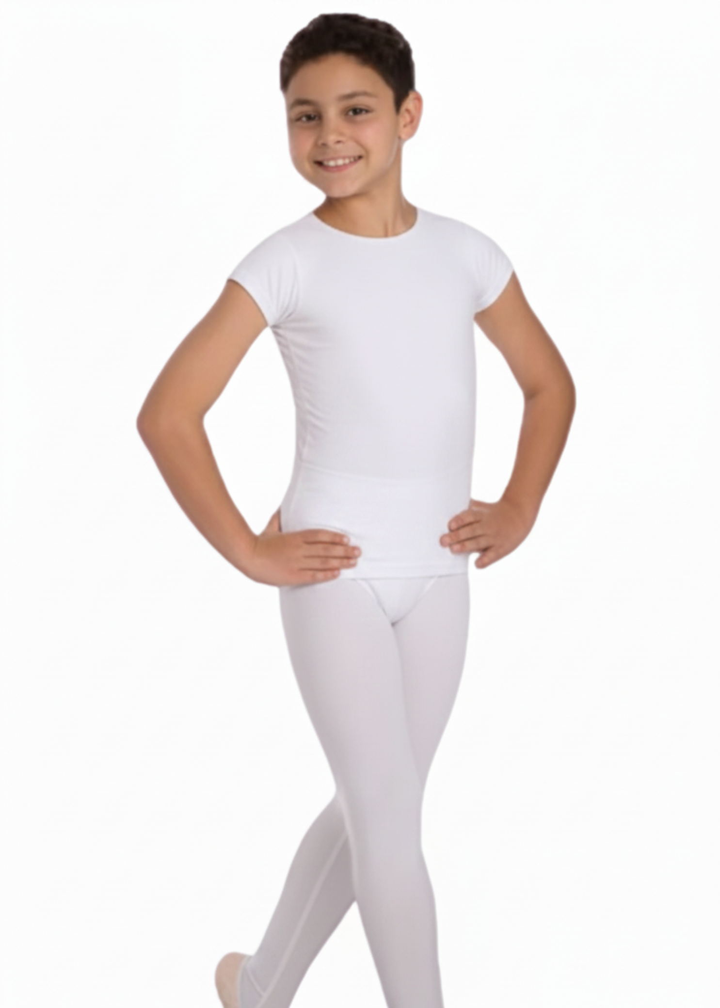 Boys Short Sleeve Pullover White front view